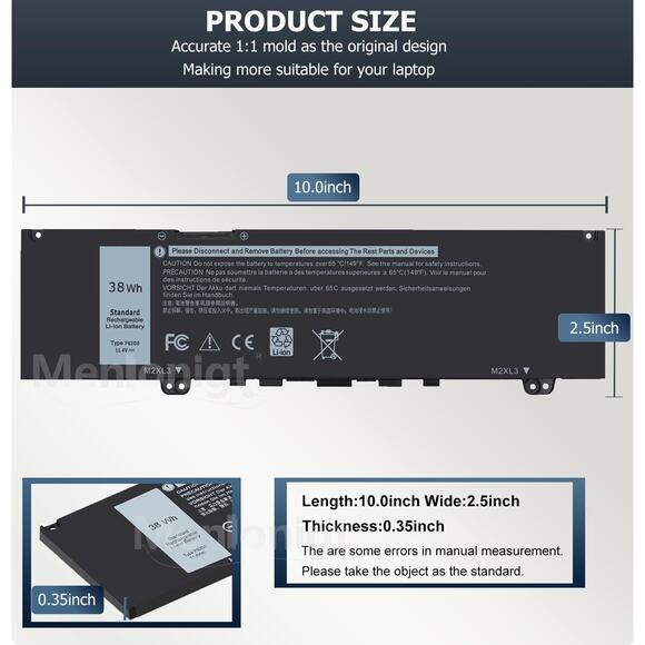 New 38Wh F62GO Battery Replacement For Dell Inspiron 13 7000 7373 7386 2-in-1 73 - Picture 2 of 5